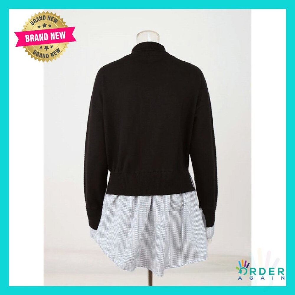 Slit Turtleneck Patchwork Sweater Asymmetrical He… - image 8